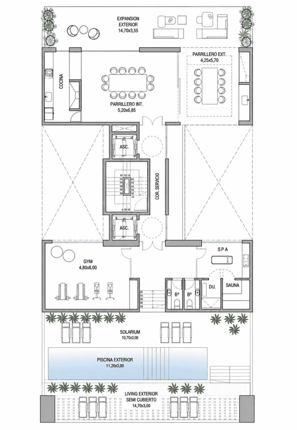 Amenities y usos flexibles de Blu
